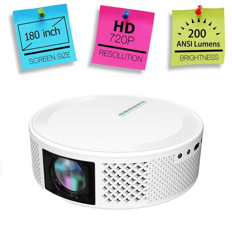 Projecteur de cinéma rond durable Petit projetteur LED LED mini HD Android