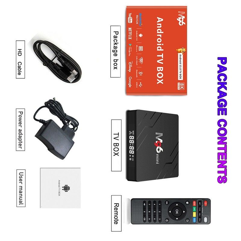 Android 13.0 TV Box M96 Mini 4 Go DDR4 RAM 2.4G 5G BT5.0 WIFI6