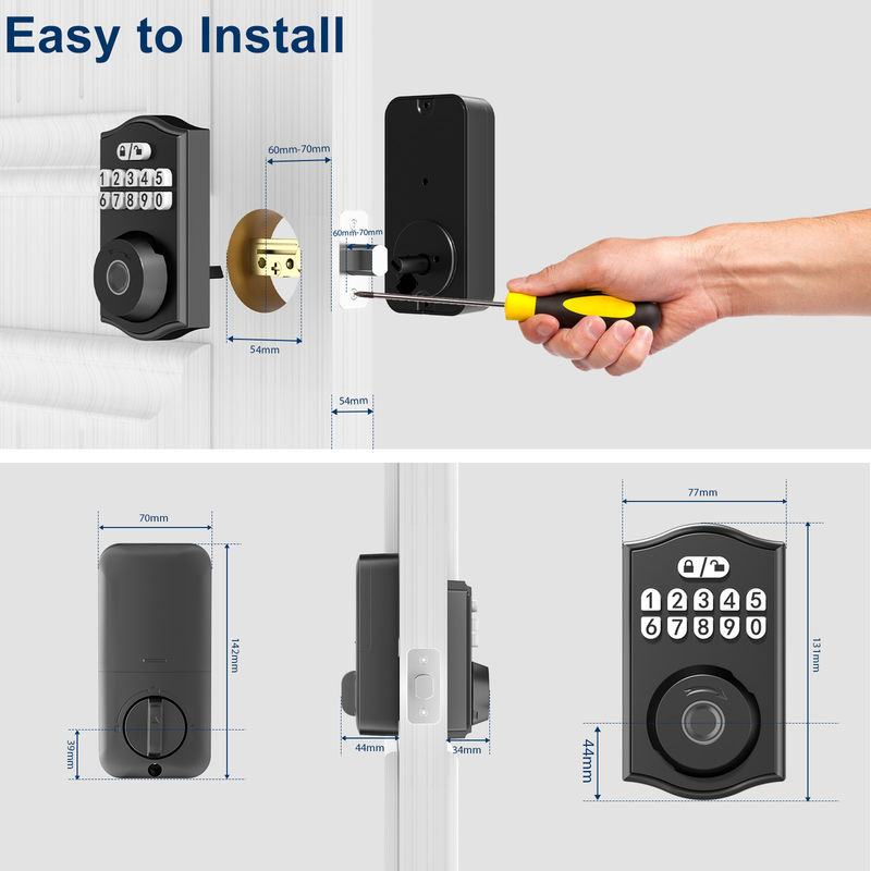 Fermeture de porte intelligente, verrouillage de porte sans clé, verrouillage d'empreintes digitales, verrouillage de porte clavier à deux touches, serrures intelligentes pour la porte d'entrée