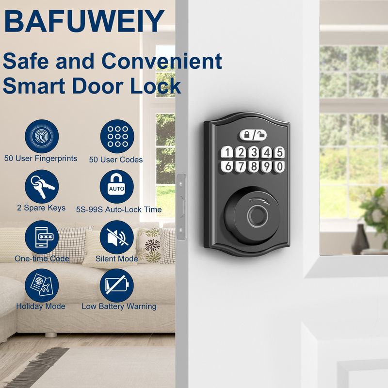 Fermeture de porte intelligente, verrouillage de porte sans clé, verrouillage d'empreintes digitales, verrouillage de porte clavier à deux touches, serrures intelligentes pour la porte d'entrée