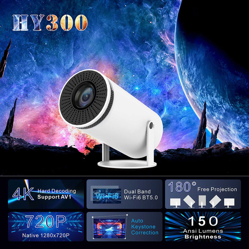 Projecteur LCD portable HY300 avec résolution native 1280*720P 2.4G/5G/BT4.1