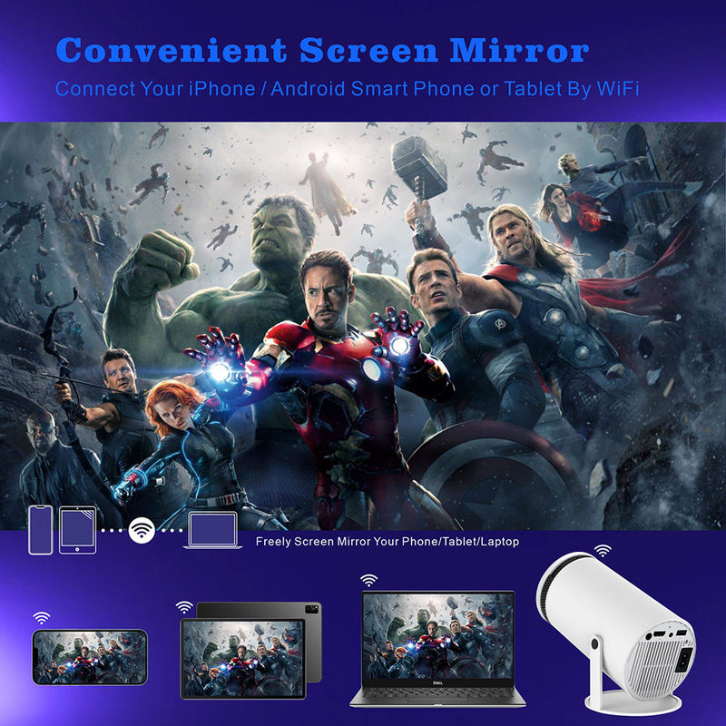Android 11.0 Projecteur de cinéma à domicile HY300 Multimédia 150 ANSI Lumens 60W HDMI