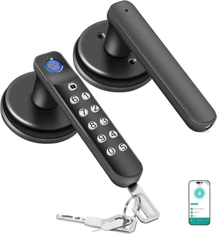 Fermeture à porte à empreinte digitale intelligente, serrure à porte sans clé avec poignée, serrure à porte biométrique pour chambre et bureau