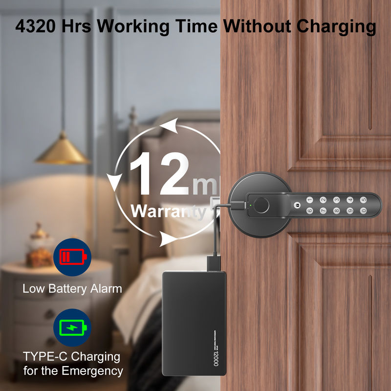 Fermeture à porte à empreinte digitale intelligente, serrure à porte sans clé avec poignée, serrure à porte biométrique pour chambre et bureau
